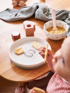 Coffret repas pour bébé ivoire et motifs coeurs - Soina