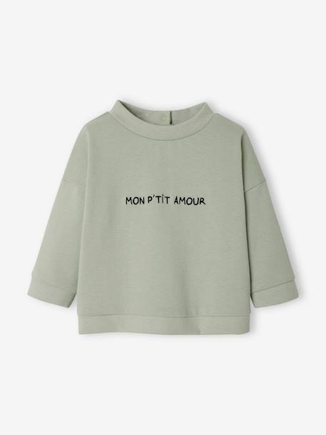 Sweat à message bébé personnalisable vert grisé 2 - vertbaudet enfant 