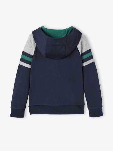 Sweat zippé à capuche sport garçon Bleu foncé 3 - vertbaudet enfant 