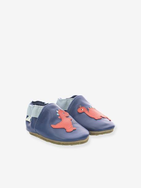 Chaussons cuir souple bébé Dino Time ROBEEZ© marine 1 - vertbaudet enfant 