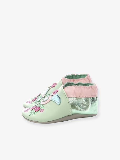 Chaussons Cuir Souple Bebe Exotic Toucan Robeez C Vert Robeez