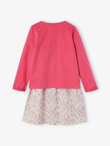 Ensemble robe + cardigan fille bleu océan - robe imprimée fle+ivoire imprimé+mauve+vert émeraude 12 - vertbaudet enfant 