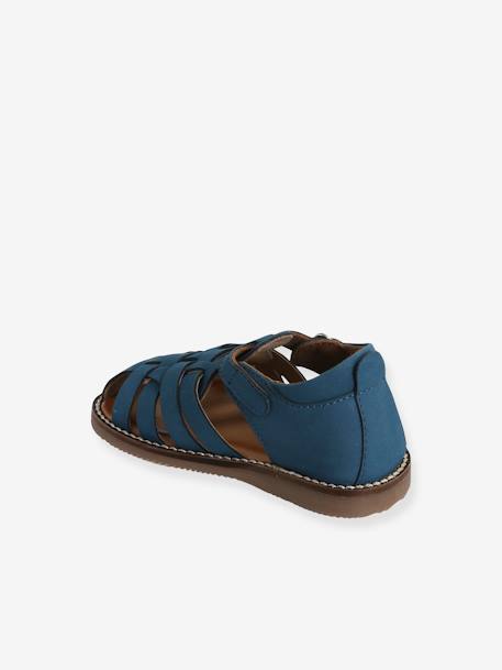 Sandales en cuir bébé mixte bout fermé bleu marocain 3 - vertbaudet enfant 