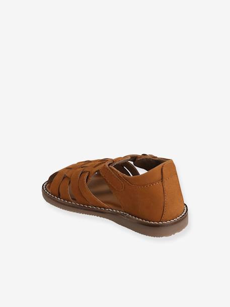 Sandales en cuir bébé mixte bout fermé bleu marocain+Camel 11 - vertbaudet enfant 