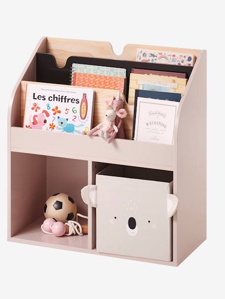 Meuble de rangement 2 cases + étagère-bibliothèque LIGNE SCHOOL blanc+Rose 5 - vertbaudet enfant 