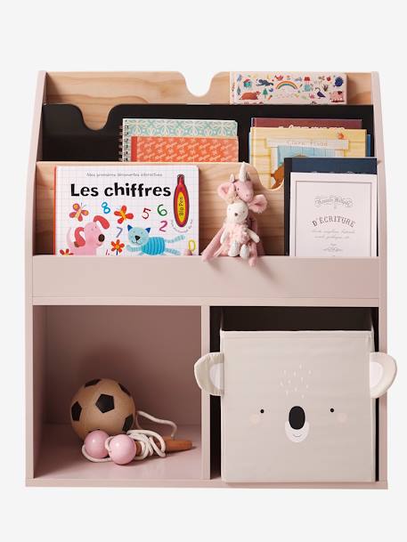 Meuble de rangement 2 cases + étagère-bibliothèque LIGNE SCHOOL blanc+Rose 7 - vertbaudet enfant 