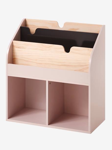 Meuble de rangement 2 cases + étagère-bibliothèque LIGNE SCHOOL blanc+Rose 6 - vertbaudet enfant 