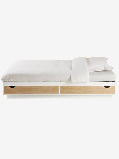 Lit plateforme enfant avec tiroirs LIGNE SCHOOL BLANC / BOIS 3 - vertbaudet enfant 