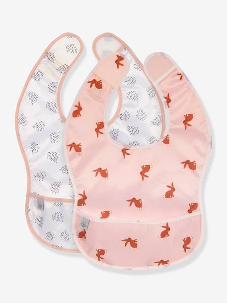 Lot de 2 bavoirs avec poche LÄSSIG Little Forest Little forest lapin - Rose + b+Little forest renard - Vert ol 1 - vertbaudet enfant 