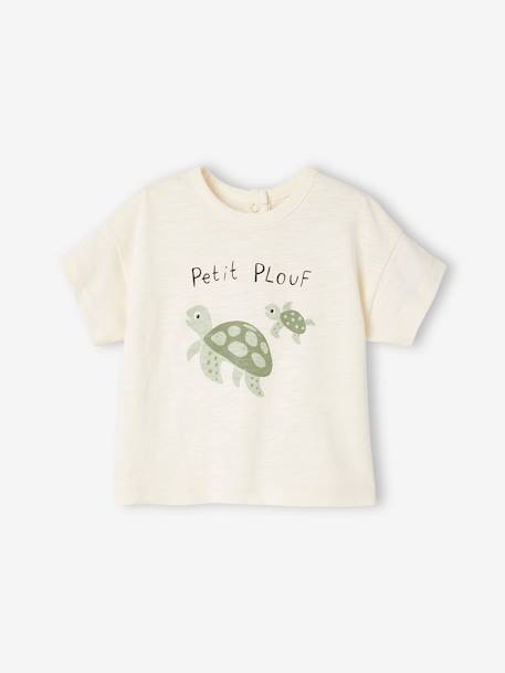 T-shirt bébé à motif en coton bio manches courtes beige+jaune pâle+vert d'eau 1 - vertbaudet enfant 