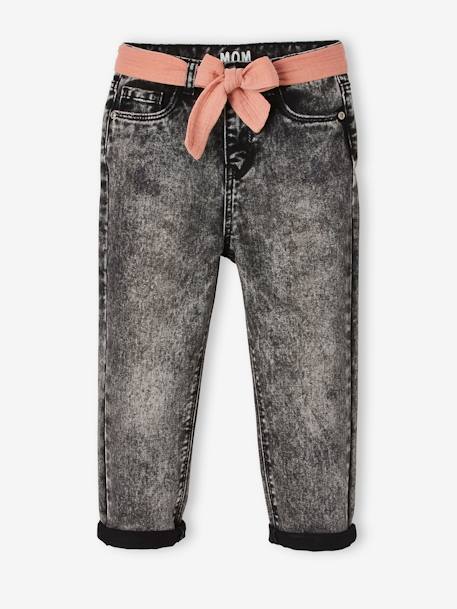 Jean Mom et sa ceinture en gaze de coton fille denim noir+double stone 6 - vertbaudet enfant 