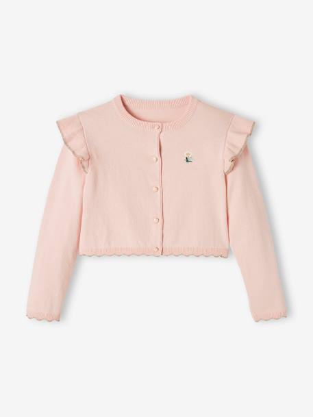 Gilet court à volants fille rose 1 - vertbaudet enfant 