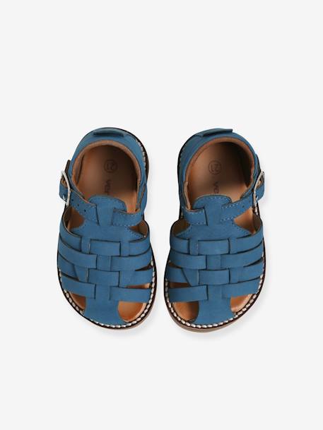 Sandales en cuir bébé mixte bout fermé bleu marocain 4 - vertbaudet enfant 