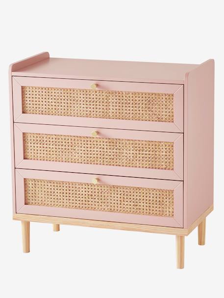 Commode en cannage LIGNE POÉSIE rose+vert 1 - vertbaudet enfant 