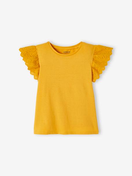 Ensemble T-shirt noué et pantalon fluide imprimé fille jaune d'or 2 - vertbaudet enfant 