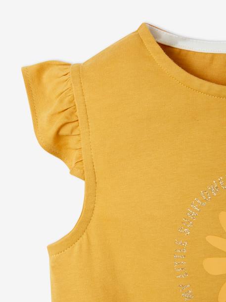 Ensemble T-shirt effet noué et short à volants fille corail+jaune d'or+vert d'eau 12 - vertbaudet enfant 