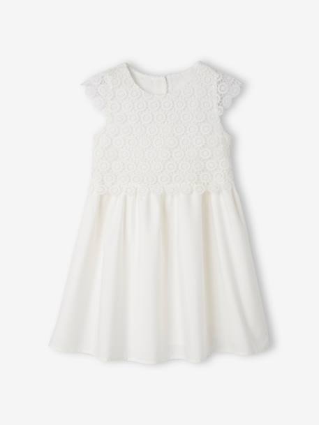 Robe de cérémonie effet 2 en 1 superposition en macramé fille ivoire+rose nude 2 - vertbaudet enfant 