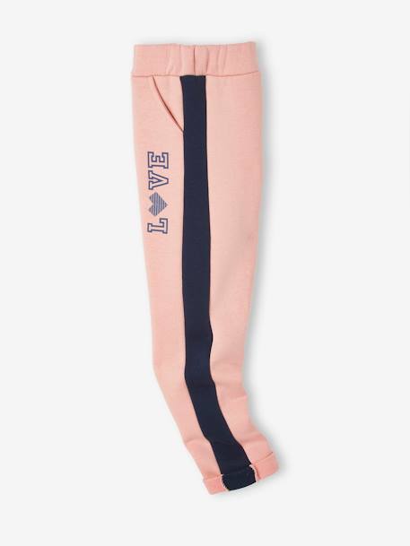 Pantalon de sport fille en molleton bandes côtés marine+PRUNE - 19-2024 TCX+rose 11 - vertbaudet enfant 