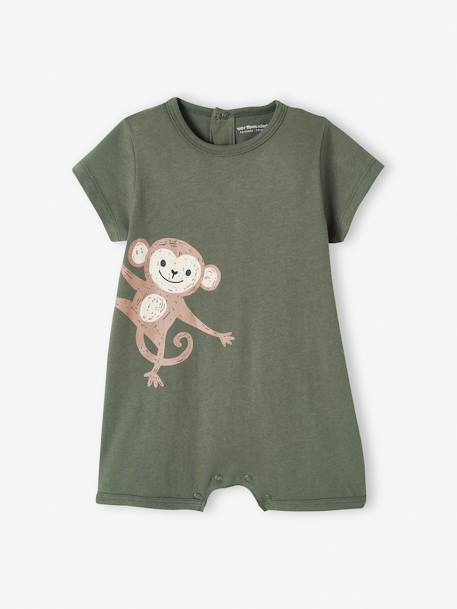 Combinaison courte bébé animal BASICS kaki 4 - vertbaudet enfant 