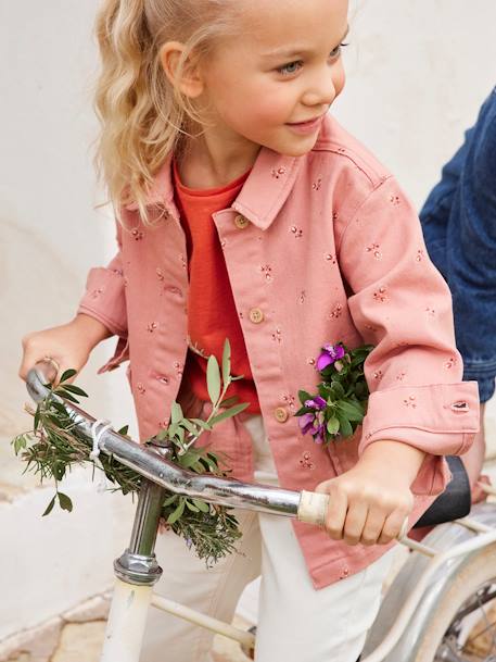 Pantalon Mom et sa ceinture en gaze de coton fille ivoire+moutarde+pêche+rose+rouge+vert émeraude 3 - vertbaudet enfant 