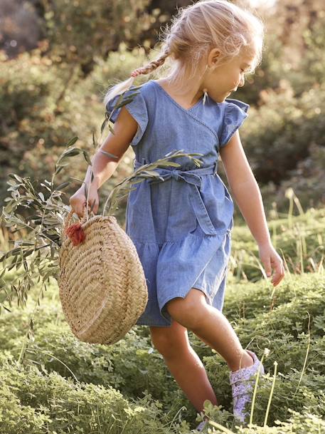 Robe en denim léger effet portefeuille fille stone 1 - vertbaudet enfant 