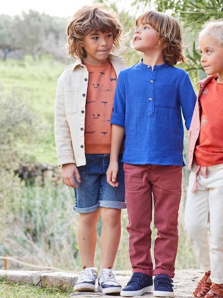 Derbies scratchés cuir garçon camel+marine+marine 11 - vertbaudet enfant 