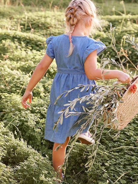 Robe en denim léger effet portefeuille fille stone 6 - vertbaudet enfant 