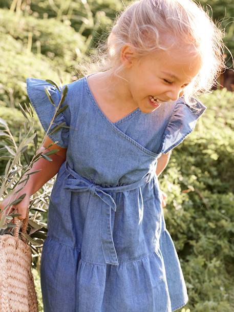 Robe en denim léger effet portefeuille fille stone 5 - vertbaudet enfant 