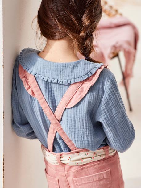 Salopette volantée fille ceinture imprimée cerises bois de rose 9 - vertbaudet enfant 