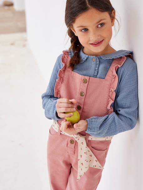 Salopette volantée fille ceinture imprimée cerises bois de rose 7 - vertbaudet enfant 