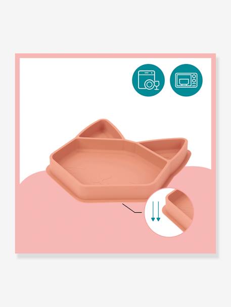 Assiette repas BABYMOOV ISY Bleu (chien)+terracotta (renard) 10 - vertbaudet enfant 