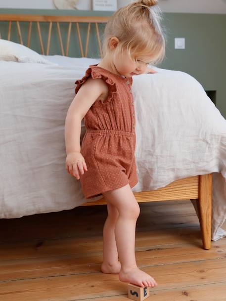 Combi-short en gaze de coton bébé terracotta imprimé 1 - vertbaudet enfant 