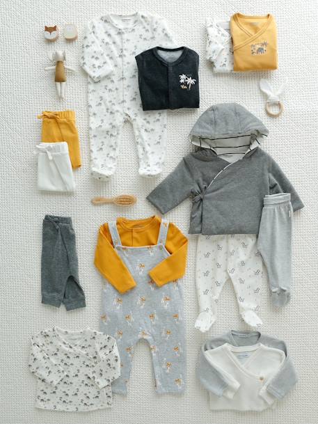 Pantalon naissance en maille souple BASICS Blanc imprimer fleuris+ivoire+rose poudre 7 - vertbaudet enfant 