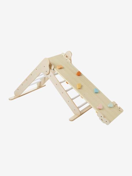 Triangle d'escalade à grimper en bois BEIGE MOYEN UNI AVEC DECOR 3 - vertbaudet enfant 