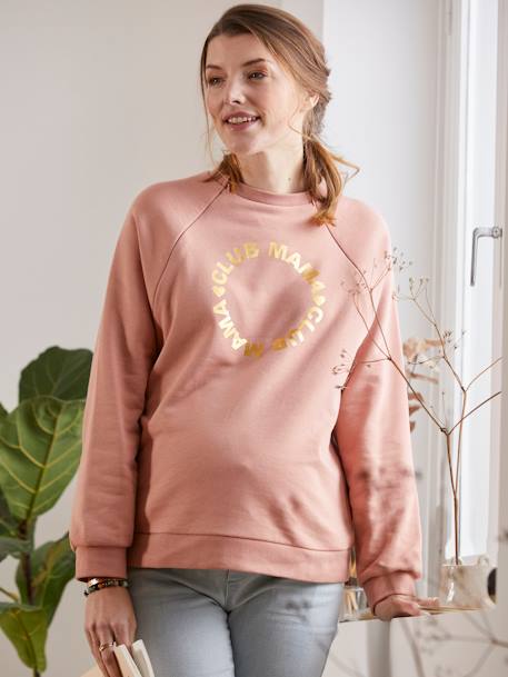 Sweat molleton à message grossesse et allaitement Blush 2 - vertbaudet enfant 