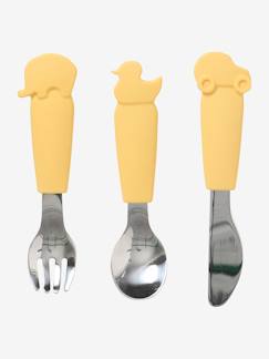 Puériculture-Repas-Vaisselle, coffret repas-Set couverts enfant silicone et inox x3