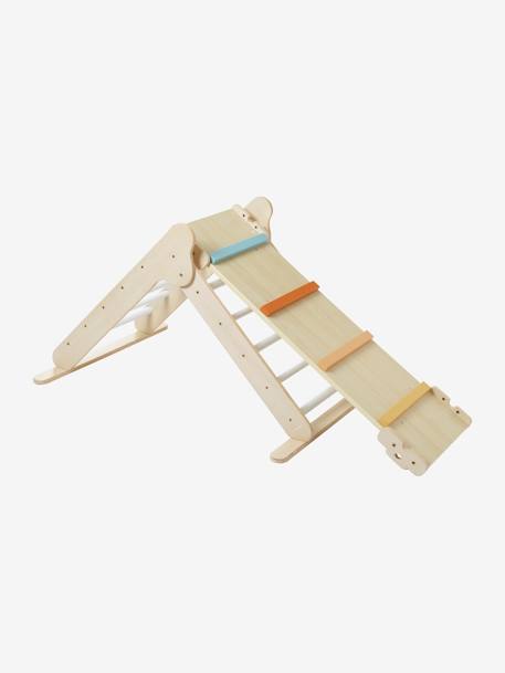 Triangle d'escalade à grimper en bois BEIGE MOYEN UNI AVEC DECOR 1 - vertbaudet enfant 