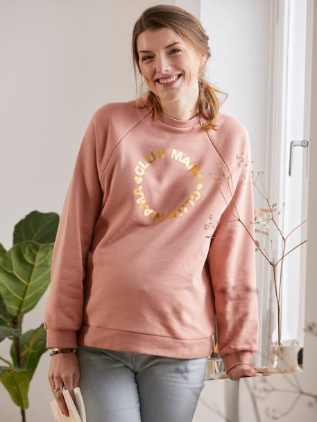 Sweat molleton à message grossesse et allaitement Blush 1 - vertbaudet enfant 