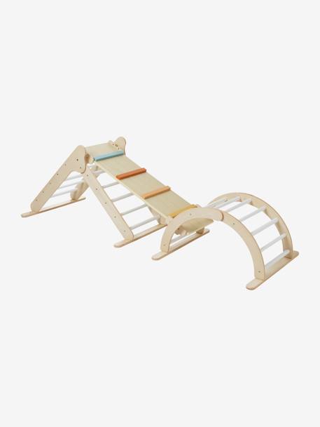 Triangle d'escalade à grimper en bois BEIGE MOYEN UNI AVEC DECOR 8 - vertbaudet enfant 