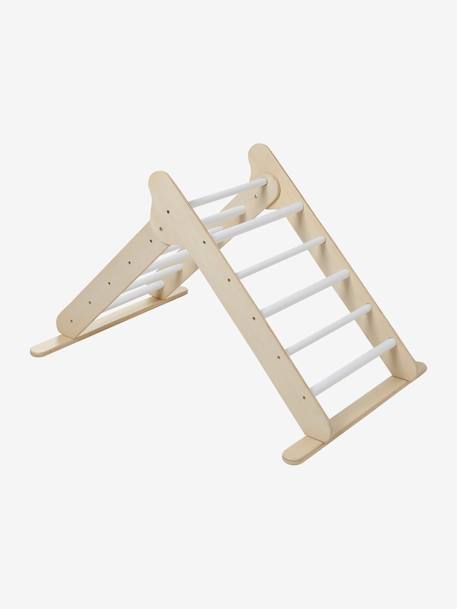 Triangle d'escalade à grimper en bois BEIGE MOYEN UNI AVEC DECOR 2 - vertbaudet enfant 