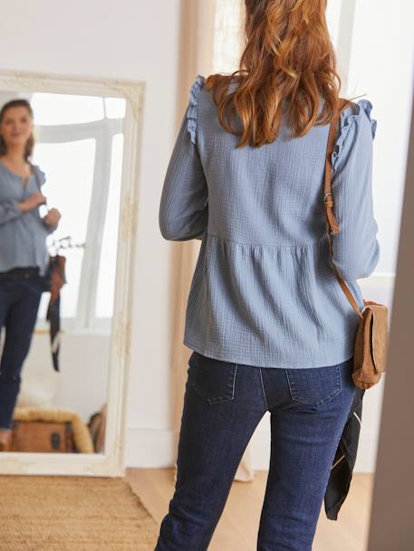 Blouse de grossesse et d'allaitement gaze de coton Bleu+Rose pale+vert d'eau 4 - vertbaudet enfant 