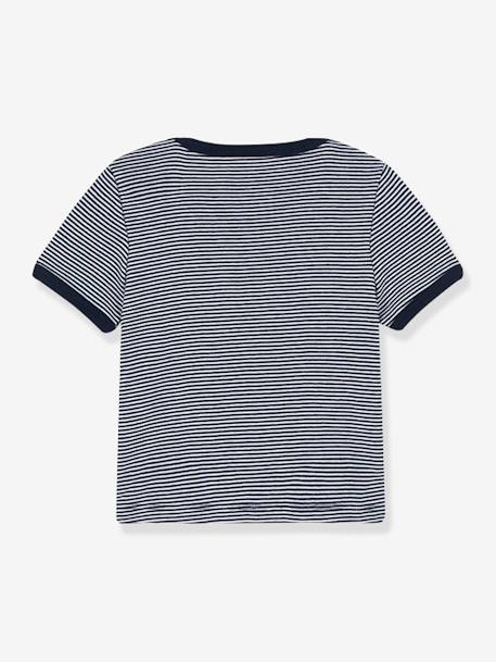 T-shirt rayé milleraies bébé manches courtes PETIT BATEAU en coton bio marine rayé blanc 3 - vertbaudet enfant 