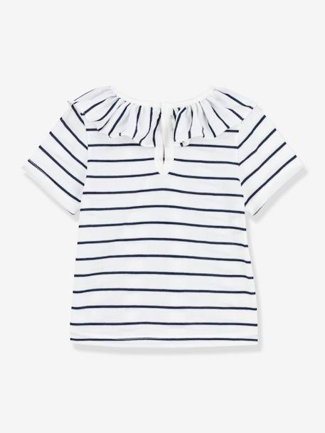 Blouse rayée  bébé manches courtes en jersey PETIT BATEAU blanc rayé marine 3 - vertbaudet enfant 