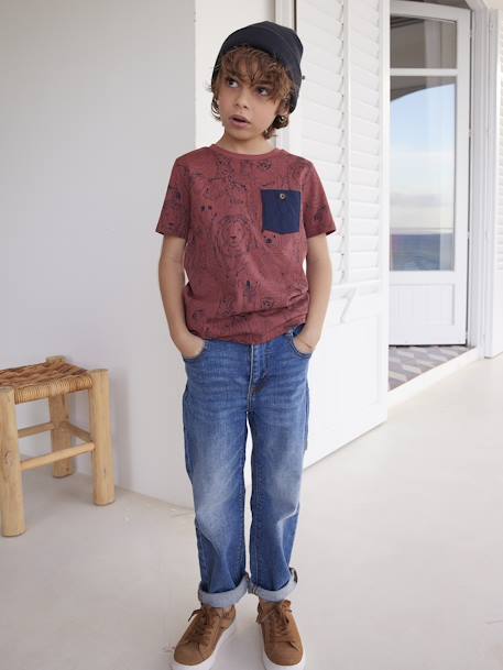 Jean droit relax forme loose garçon denim gris+stone 8 - vertbaudet enfant 