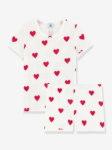 Pyjacourt coeur fille manches courtes PETIT BATEAU en coton bio motif coeurs 2 - vertbaudet enfant 