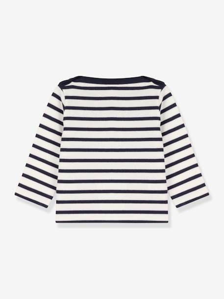 Marinière bébé manches longues en coton bio PETIT BATEAU blanc rayé marine 3 - vertbaudet enfant 