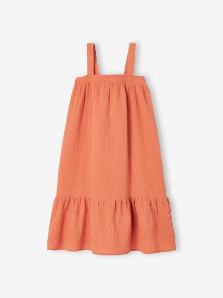 Robe longue en gaze de coton fille orange 2 - vertbaudet enfant 