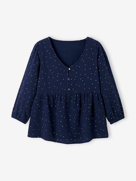 Blouse de grossesse et d'allaitement gaze de coton Bleu 5 - vertbaudet enfant 