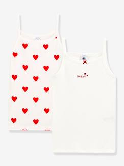 -Lot de 2 Chemises à bretelles Coeur petite fille en coton - PETIT BATEAU