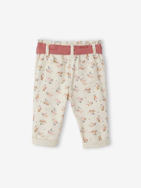 Pantalon paperbag bébé avec ceinture beige clair imprimé 4 - vertbaudet enfant 